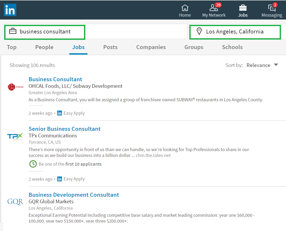 LinkedIn Job Search Feature