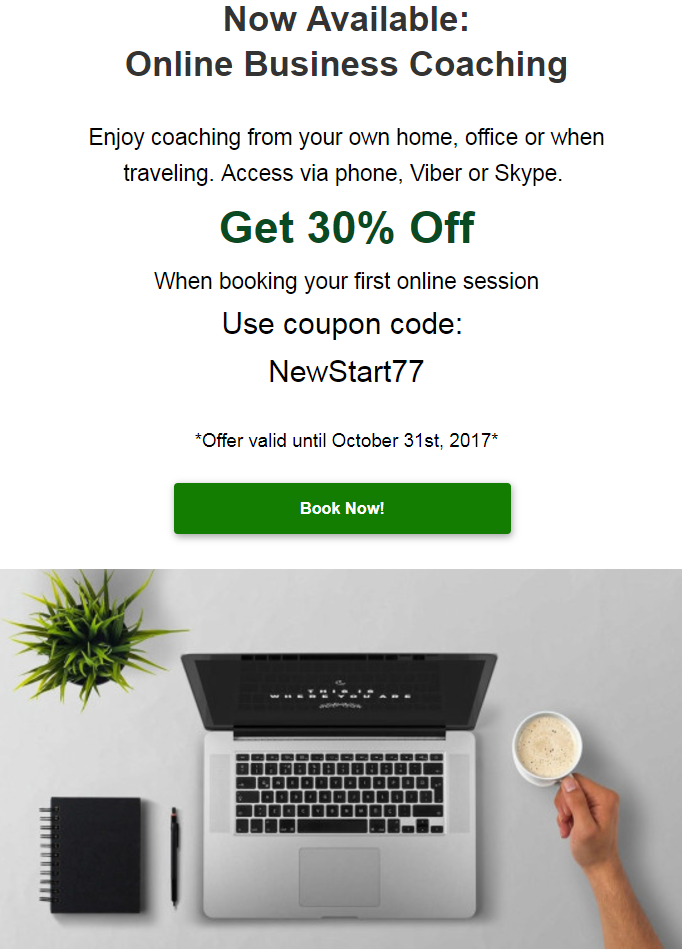 Use coupons to promote a new service