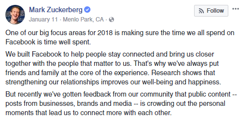 Facebook algorithm change