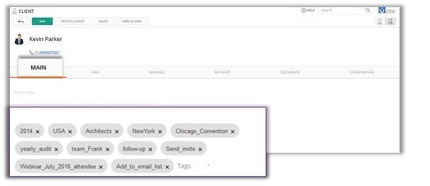How to add tags in vcita