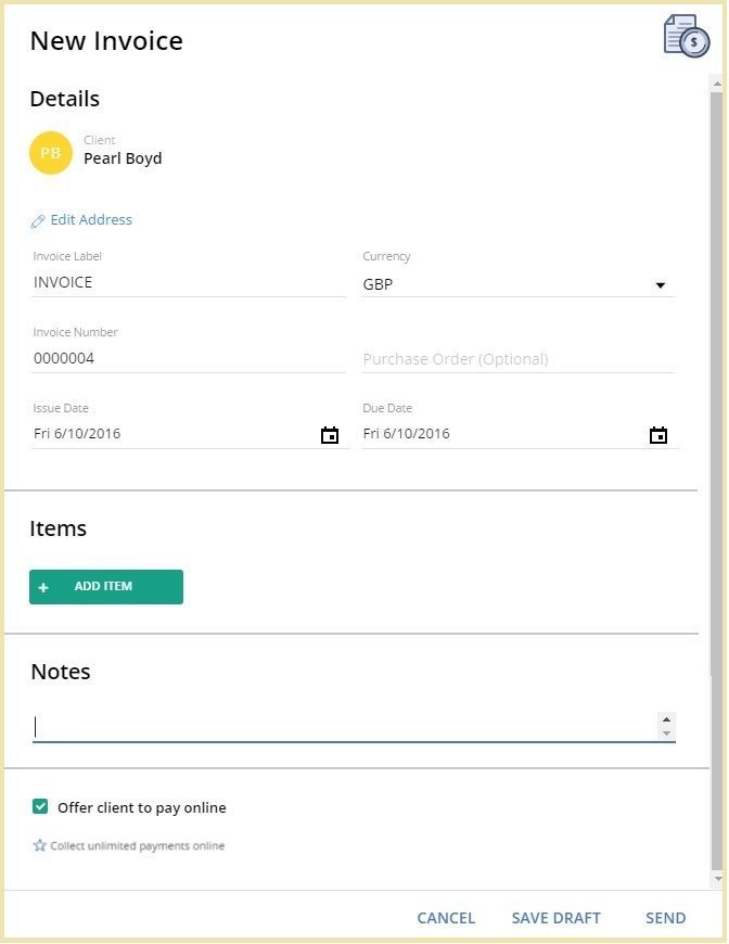 vCita's invoice app creates templates instantly