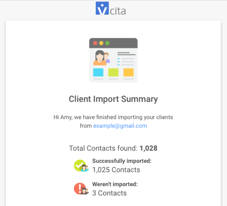 vCita now allows you to double-check that your client imports were succesful