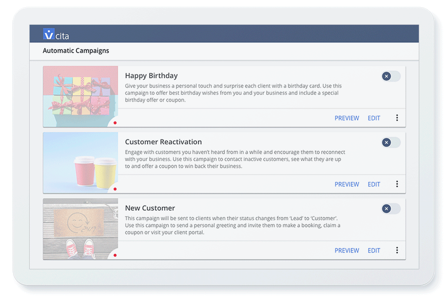 Automated email campaigns by vcita