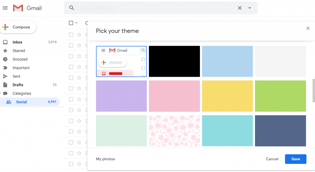 How to change your Gmail theme
