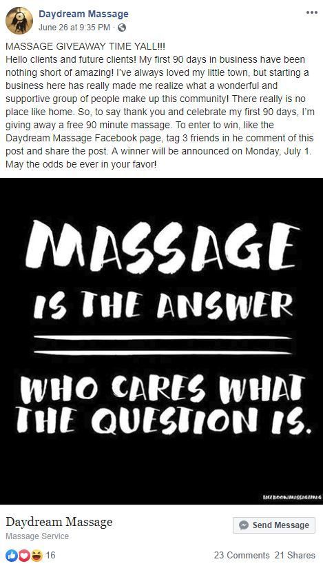 Facebook giveaway