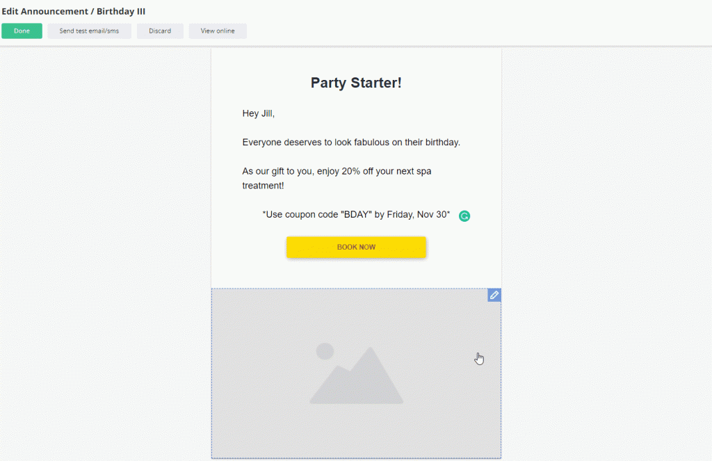 add .gifs to email with vcita
